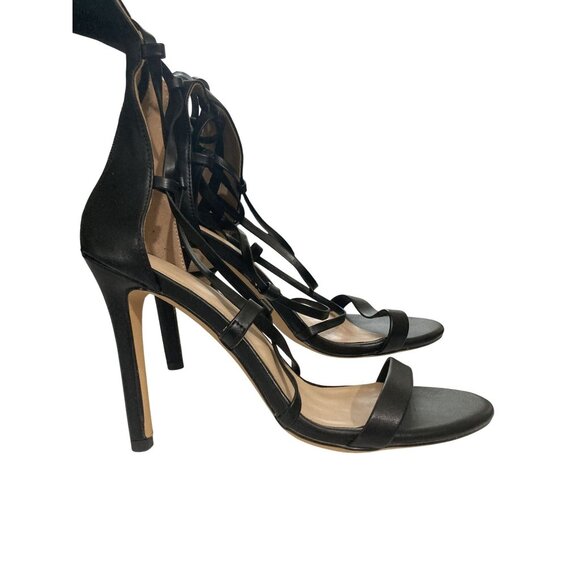 Unbranded women size 8.5 knee high Black Strappy Zipper High Heel Sandals - Picture 4 of 7